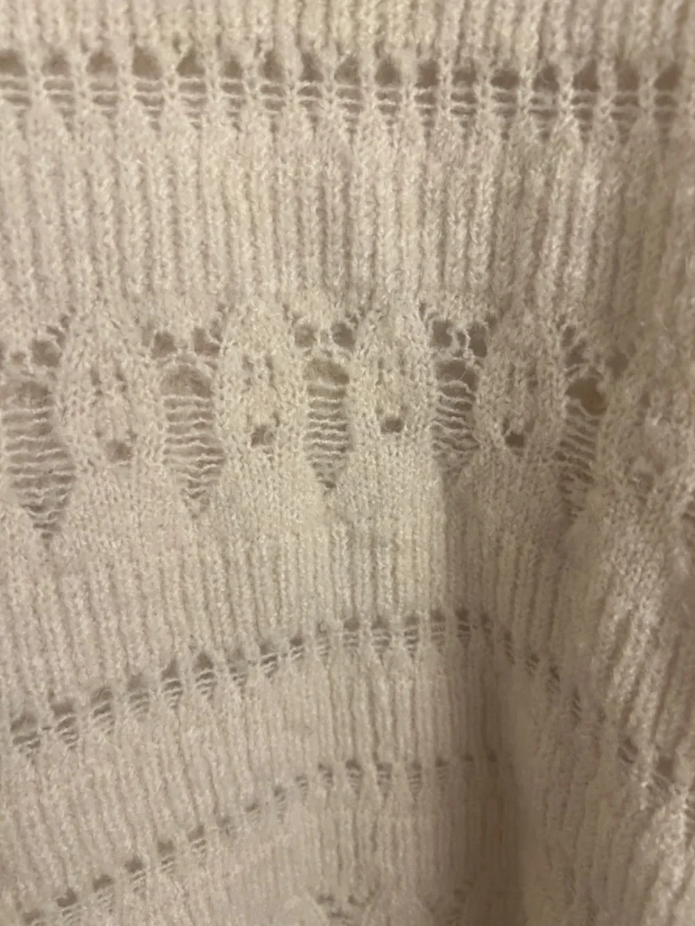 Zara Womens Cream Open Knit Pointelle Scoop Neck Cropped Sweater Size Medium - Picture 11 of 11